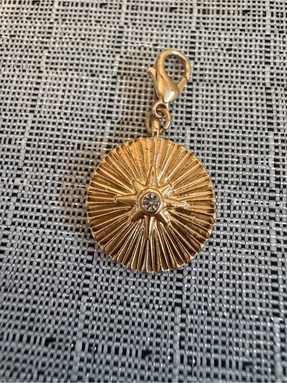 Gold Sunburst Charm with Crystal Accent